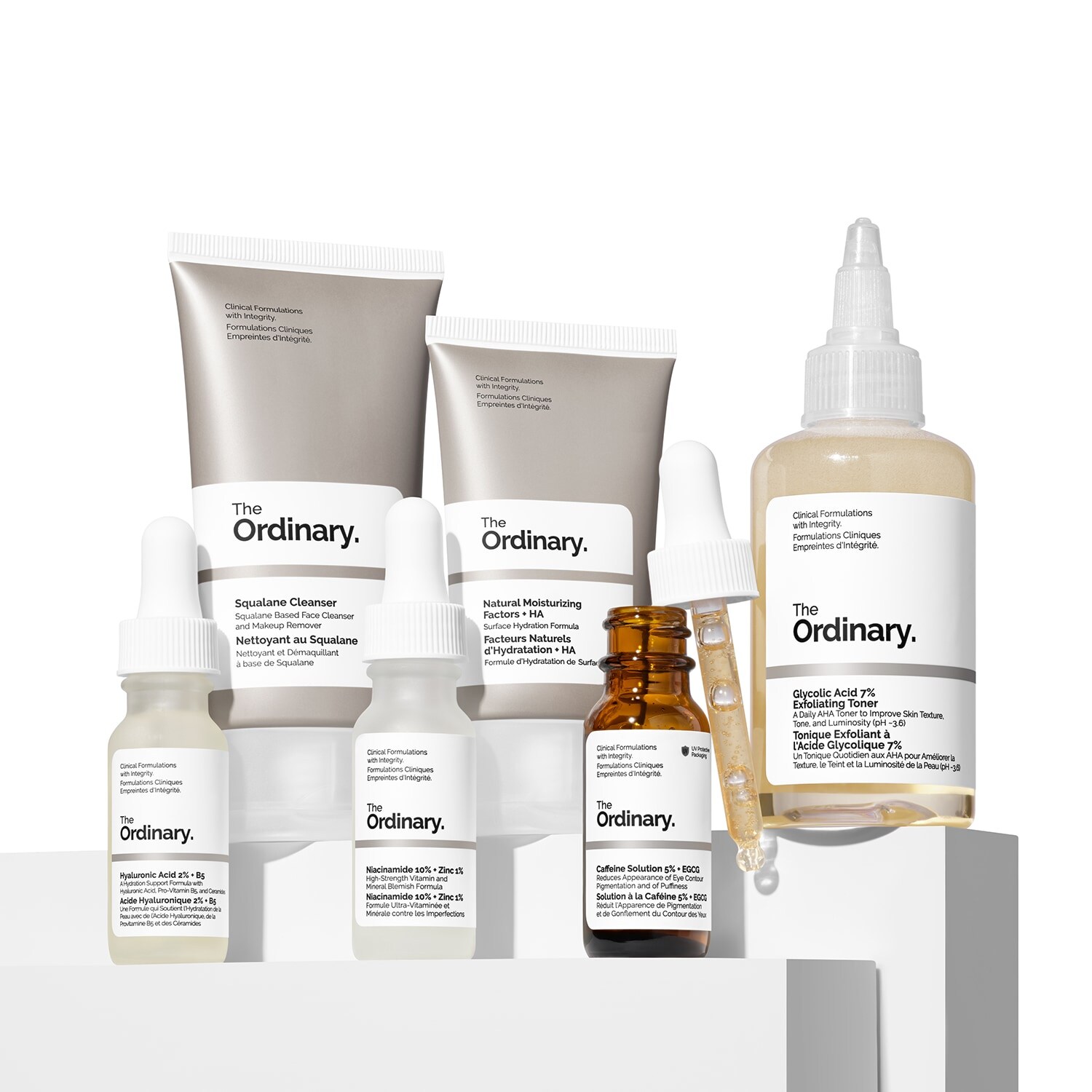 The Ordinary cleansers, moisturiser and serums